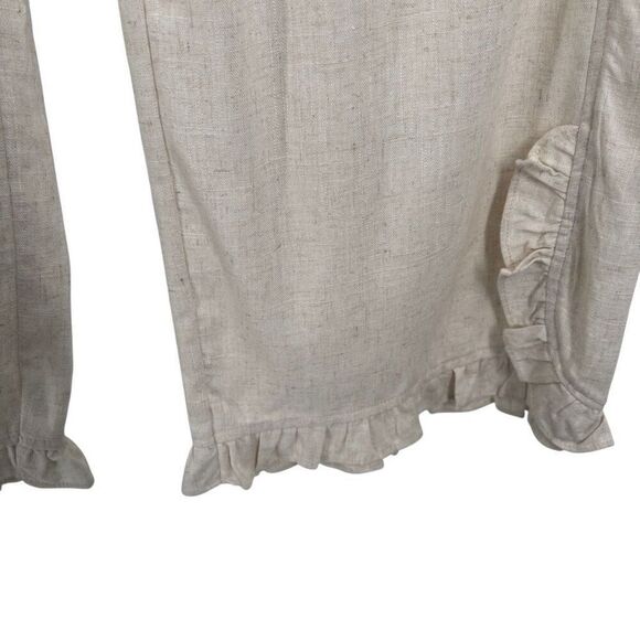 Umgee Wide Leg Pant with Elastic Waist, Pockets, & Ruffle Hem Oatmeal Size Small - Picture 6 of 9
